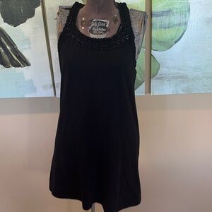 Roxy black knit crochet beach dress sundress comfy